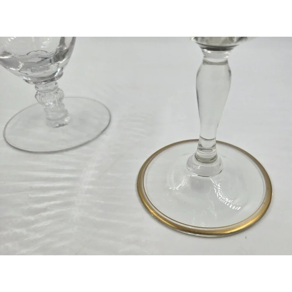 Vintage MCM Set 3 Tiffin Franciscan Minton Optic Wine Water Glass 24K Gold Trim
